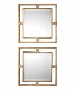 Uttermost Allick Gold Finish Square Wall Mirror 2-piece Set