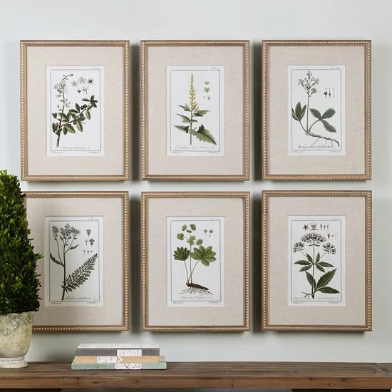 Uttermost Green Floral Botanical Study Framed Wall Art 6-piece Set - Image 2