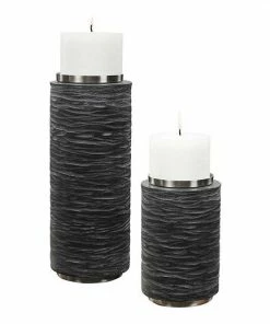 Uttermost 2-piece Strathmore Stone Gray Candle Holders Set