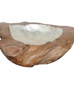 A&B Home Teak & Pearl Decorative Bowl