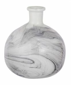 A&B Home Svirla Round White & Black Swirl Vase