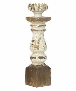 A&B Home Bellamy Distressed White & Gold Candle Holder