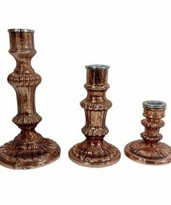 A&B Home Luminary Treasures Antique Copper 3-Piece Candle Holder Set