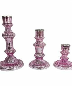 A&B Home Luminary Treasures Antique Pink 3-Piece Candle Holder Set