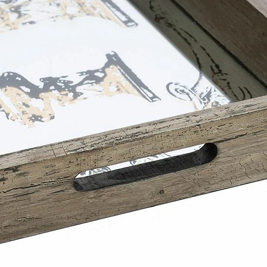 A&B Home Greta Rectangular Glass & Wood 2-Piece Tray Set - Image 4