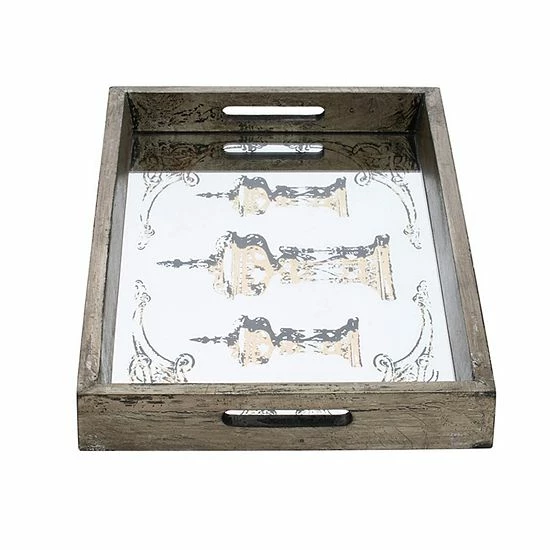 A&B Home Greta Rectangular Glass & Wood 2-Piece Tray Set - Image 5