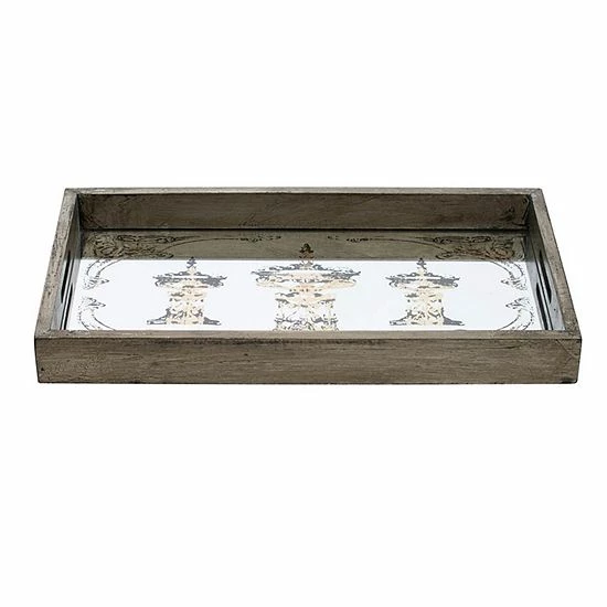 A&B Home Greta Rectangular Glass & Wood 2-Piece Tray Set - Image 6