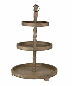 A&B Home Woodruff Three-Tier Round Decorative Tray Table Decor