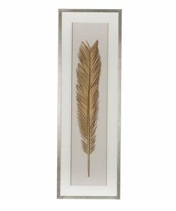 A&B Home Leaf Gold Finish Framed Wall Art