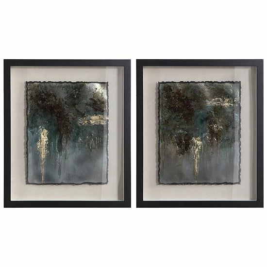 Uttermost Rustic Faux Patina Framed Wall Art 2-piece Set