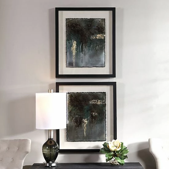 Uttermost Rustic Faux Patina Framed Wall Art 2-piece Set - Image 2