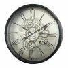 A&B Home Black Roman Numeral Gear Wall Clock