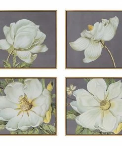 A&B Home Square Framed Floral Wall Art 4-Piece Set