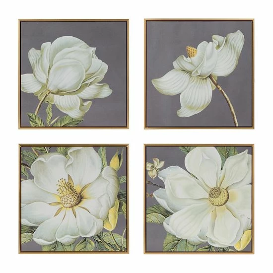 A&B Home Square Framed Floral Wall Art 4-Piece Set