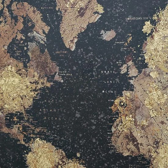 A&B Home World Map Framed Under Glass Art - Image 4