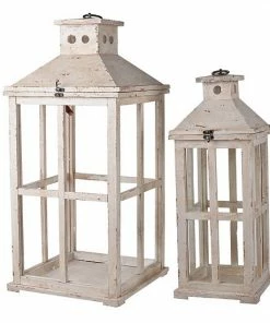 A&B Home Reed Distressed Lantern Table Decor 2-piece Set