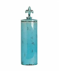 A&B Home Cora Tall Fleur De Lis Decorative Jar Table Decor