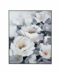 A&B Home Blooming White Florals Framed Hand-Painted Wall Art