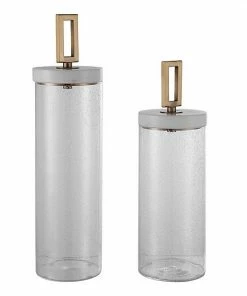 Uttermost Hayworth Seeded Glass Decorative Jar Table Decor 2-piece Set