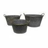 A&B Home Seneca Oval Metal Planters With Band 3-Piece Set
